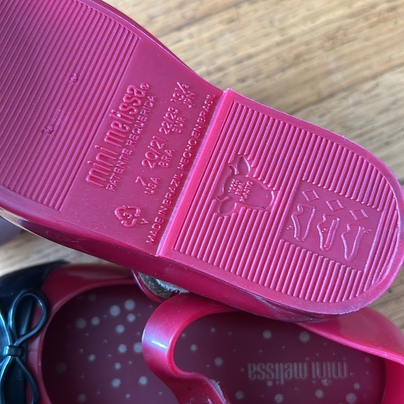 Mini Melissa Mary Jane Minnie Mouse Kids Red and Black Shoes Size 7 - Picture 7 of 10